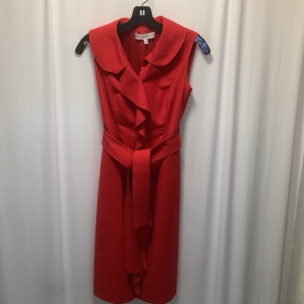Carolina Herrera Scarlet Midi Dress with Ruffle Detail
